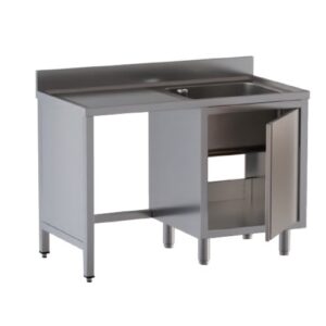 LAVELLO 140X70X85 ACCIAIO INOX 430 ARMADIATO VANO PATTUMIERA CUCINA RS5078