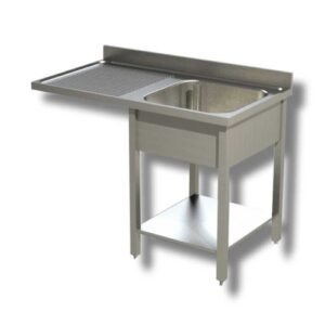 LAVELLO 140X60X85 ACCIAIO INOX 430 SU GAMBE RIPIANO VANO LAVASTOVIGLIE RS4976