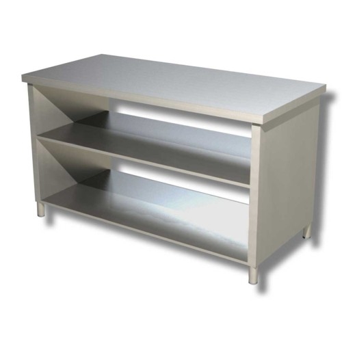 TAVOLO 60X60X85 ACCIAIO INOX 304 SU FIANCHI RIPIANO CUCINA RISTORANTE RS8169