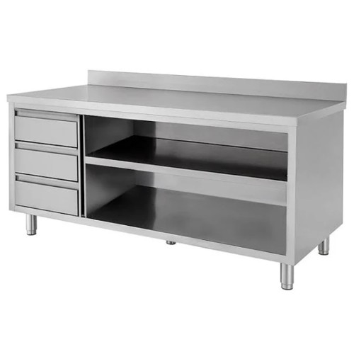 TAVOLO 160X60X85 ACCIAIO INOX 430 A GIORNO ALZATINA CASSETTI RISTORANTE RS4361