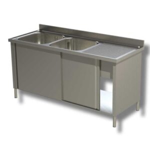 LAVELLO 140X70X85 ACCIAIO INOX 430 ARMADIATO CUCINA RISTORANTE PIZZERIA RS4951