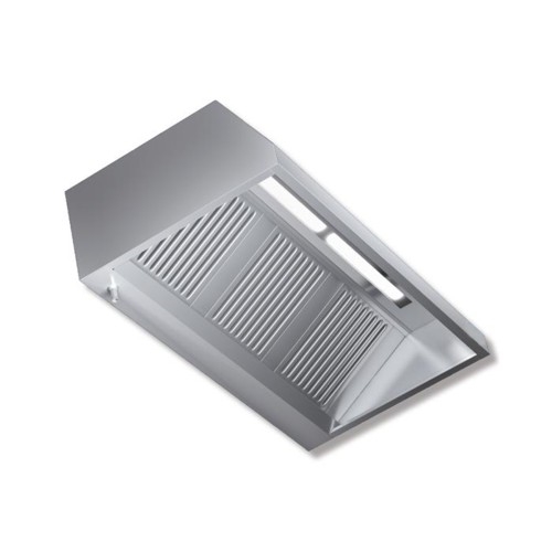CAPPA 220X110X45 ACCIAIO INOX PARETE NEUTRA LUCI CUCINA RISTORANTE RS7459