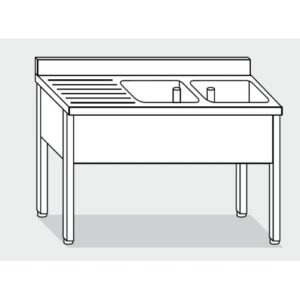 LAVELLO 160X70X85 ACCIAIO INOX 304 SU GAMBE CUCINA RISTORANTE RS5572