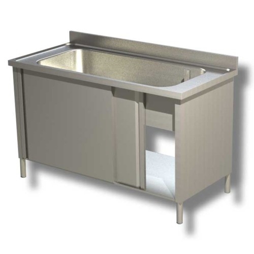 LAVELLO 140X60X85 ACCIAIO INOX 430 ARMADIATO CUCINA RISTORANTE PIZZERIA RS4914