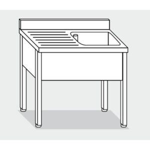 LAVELLO 120X60X85 ACCIAIO INOX 304 SU GAMBE CUCINA RISTORANTE RS5554