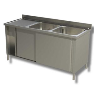 LAVELLO 140X70X85 ACCIAIO INOX 430 ARMADIATO CUCINA RISTORANTE PIZZERIA RS4944