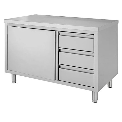 TAVOLO 100X70X85 ACCIAIO INOX 430 ARMADIATO CASSETTI RISTORANTE PIZZERIA RS4494