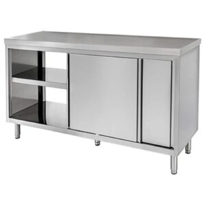TAVOLO 130X60X85 ACCIAIO INOX 430 ARMADIATO PASSANTE RISTORANTE PIZZERIA RS4438