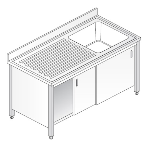 LAVELLO 120X60X85 ACCIAIO INOX 304 ARMADIATO CUCINA RISTORANTE PIZZERIA RS5456
