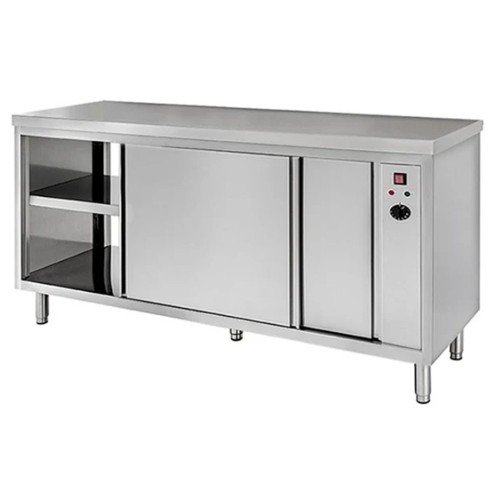 TAVOLO 200X70X85 ACCIAIO INOX 430 CALDO SCALDAPIATTI PASSANTE RISTORANTE RS4650