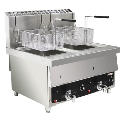 FRIGGITRICE GAS PROFESSIONALE 2 VASCHE LITRI 10 CM 70X60X69 RS1064