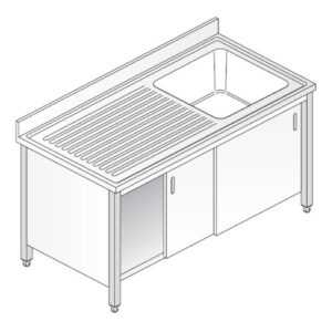 LAVELLO 140X60X85 ACCIAIO INOX 304 ARMADIATO CUCINA RISTORANTE PIZZERIA RS5460