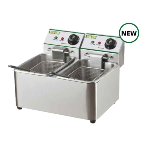 FRIGGITRICE ELETTRICA BANCO PROFESSIONALE 4+4 LITRI CM 44X38X31 RS9642