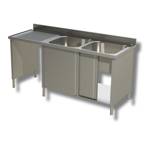 LAVELLO 180X60X85 ACCIAIO INOX 430 ARMADIATO VANO PATTUMIERA CUCINA RS5086