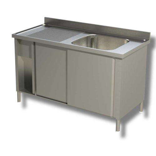 LAVELLO 140X70X85 ACCIAIO INOX 430 ARMADIATO CUCINA RISTORANTE PIZZERIA RS4929