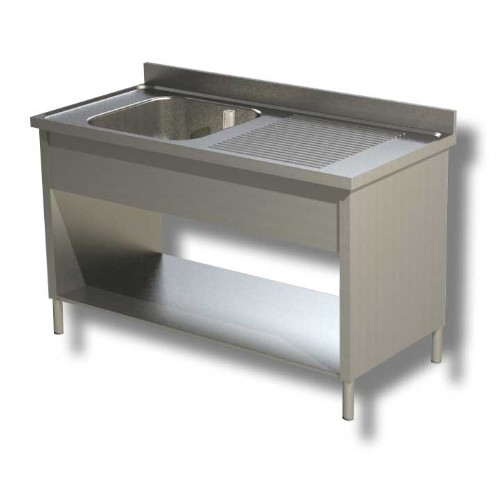 LAVELLO 110X70X85 ACCIAIO INOX 304 SU FIANCHI RIPIANO CUCINA RISTORANTE RS8341