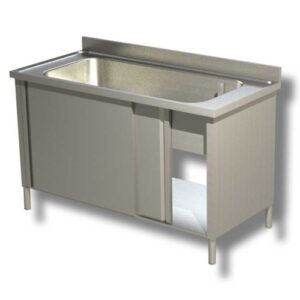 LAVELLO 140X70X85 ACCIAIO INOX 430 ARMADIATO CUCINA RISTORANTE PIZZERIA RS4964