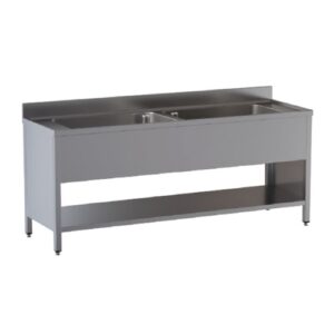 LAVELLO 160X70X85 ACCIAIO INOX 304 SU FIANCHI RIPIANO CUCINA RISTORANTE RS8376