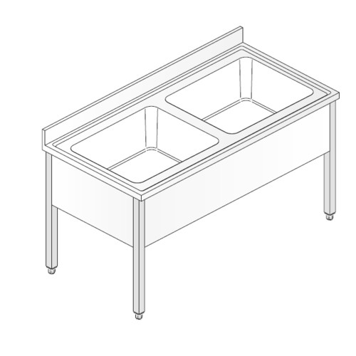 LAVELLO 140X60X85 ACCIAIO INOX 304 SU GAMBE CUCINA RISTORANTE RS5563