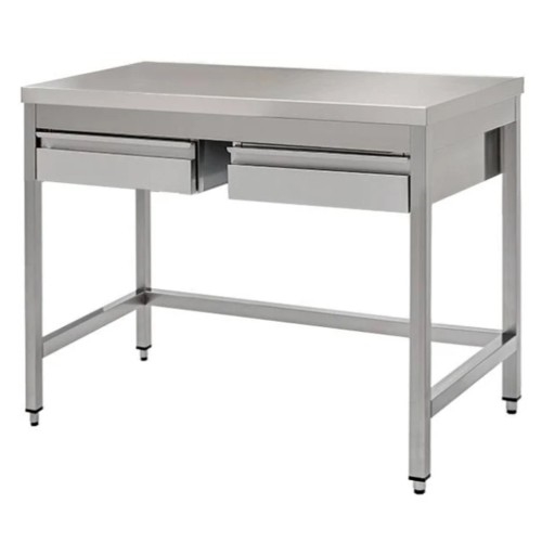 TAVOLO 120X60X85 ACCIAIO INOX 430 SU GAMBE CASSETTI RISTORANTE PIZZERIA RS4048