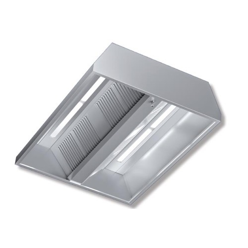 CAPPA 280X130X45 ACCIAIO INOX CENTRALE MOTORE LUCI CUCINA RISTORANTE RS7546