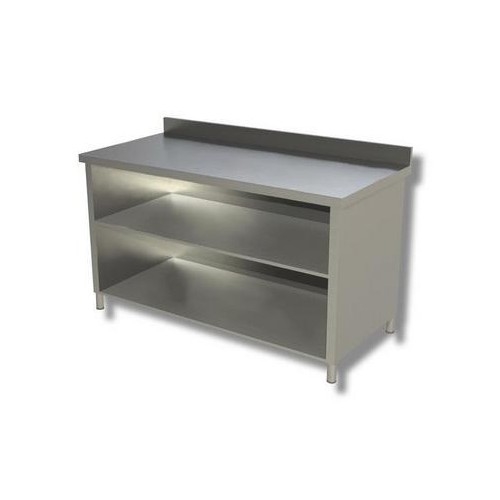 TAVOLO 180X70X85 ACCIAIO INOX 304 A GIORNO RIPIANO ALZATINA RISTORANTE RS8276