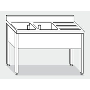 LAVELLO 140X60X85 ACCIAIO INOX 304 SU GAMBE CUCINA RISTORANTE RS5565