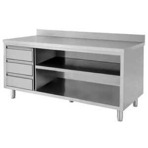 TAVOLO 180X70X85 ACCIAIO INOX 430 A GIORNO ALZATINA CASSETTI RISTORANTE RS4376