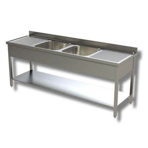 LAVELLO 180X60X85 ACCIAIO INOX 430 SU GAMBE RIPIANO CUCINA RISTORANTE RS4708