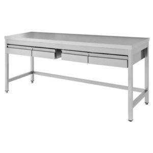 TAVOLO 200X70X85 ACCIAIO INOX 430 SU GAMBE CASSETTI RISTORANTE PIZZERIA RS4060