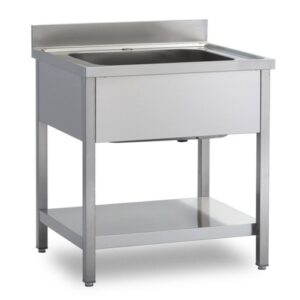 LAVELLO 140X60X85 ACCIAIO INOX 304 SU GAMBE RIPIANO CUCINA RISTORANTE RS5971