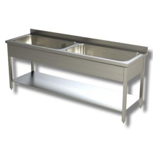 LAVELLO 160X70X85 ACCIAIO INOX 430 SU GAMBE RIPIANO CUCINA RISTORANTE RS4768
