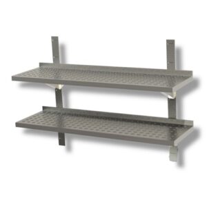 RIPIANO 140X30X4 MENSOLA DOPPIA FORATA ACCIAIO INOX CUCINA RISTORANTE PIZZERIA RS7654