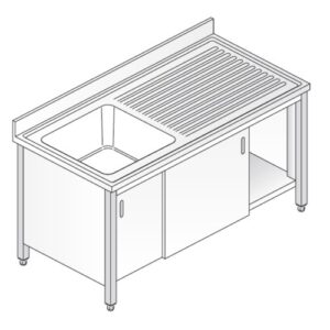 LAVELLO 120X60X85 ACCIAIO INOX 304 ARMADIATO CUCINA RISTORANTE PIZZERIA RS5455