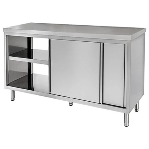 TAVOLO 180X60X85 ACCIAIO INOX 430 ARMADIATO PASSANTE RISTORANTE PIZZERIA RS4443