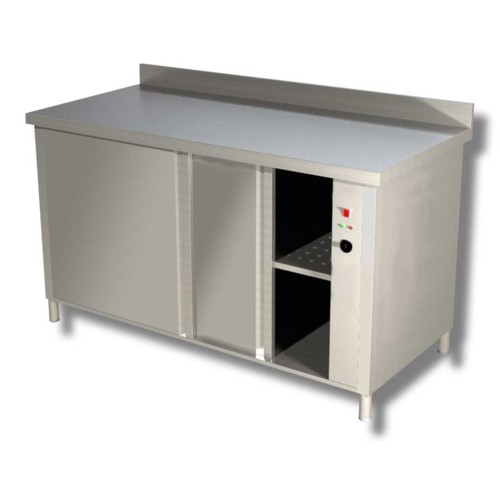 TAVOLO 180X70X85 ACCIAIO INOX 430 CALDO SCALDA RISCALDA PIATTI ALZATINA RISTORANTE RS4626
