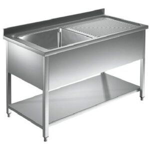 LAVELLO 140X60X85 ACCIAIO INOX 430 SU GAMBE RIPIANO CUCINA RISTORANTE RS4686