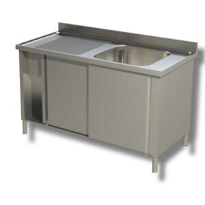 LAVELLO 110X60X85 ACCIAIO INOX 430 ARMADIATO CUCINA RISTORANTE PIZZERIA RS4876