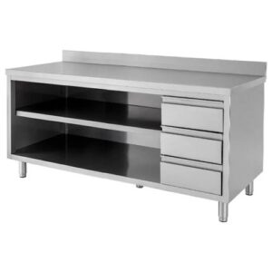 TAVOLO 230X70X85 ACCIAIO INOX 430 A GIORNO ALZATINA CASSETTI RISTORANTE RS4329