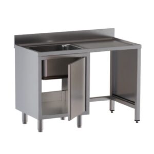 LAVELLO 140X60X85 ACCIAIO INOX 430 ARMADIATO VANO PATTUMIERA CUCINA RS5072