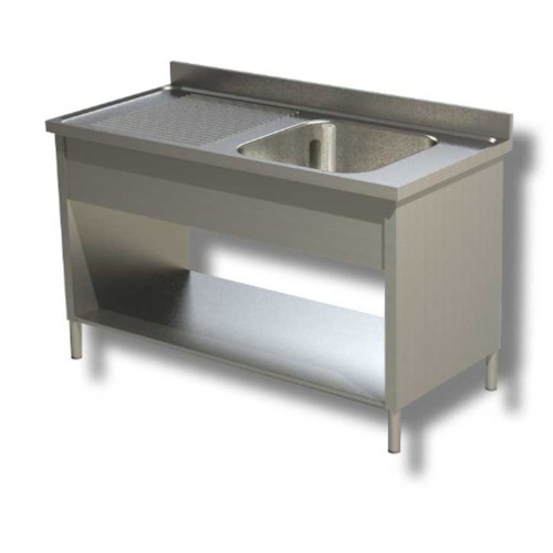 LAVELLO 110X60X85 ACCIAIO INOX 304 SU FIANCHI RIPIANO CUCINA RISTORANTE RS8284