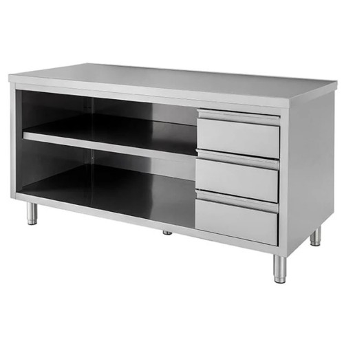 TAVOLO 230X70X85 ACCIAIO INOX 430 A GIORNO CASSETTI CUCINA RISTORANTE RS4303