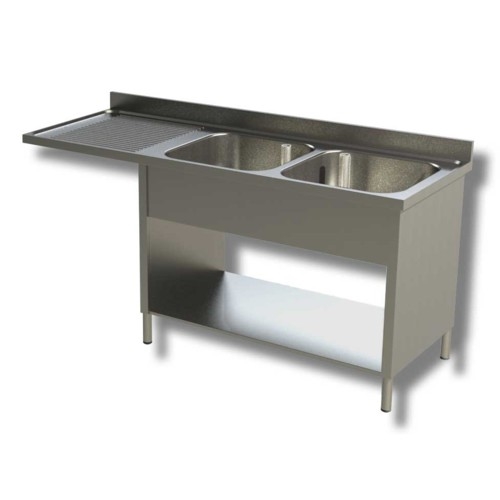 LAVELLO 160X70X85 ACCIAIO INOX 430 SU FIANCHI RIPIANO VANO LAVASTOVIGLIE RS5008