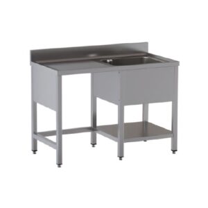 LAVELLO 140X70X85 ACCIAIO INOX 430 SU GAMBE RIPIANO VANO PATTUMIERA RS5038