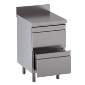 CASSETTIERA 50X60X85 ACCIAIO INOX 430 ALZATINA 2 CASSETTI RISTORANTE RS4661