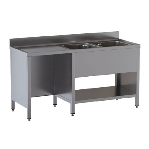 LAVELLO 200X60X85 ACCIAIO INOX 430 SU FIANCHI RIPIANO VANO PATTUMIERA RS5067