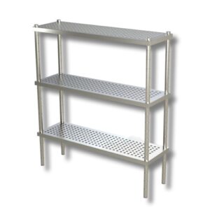 SCAFFALE 80X50X150 SCAFFALATURA 3 RIPIANI FORATI ACCIAIO INOX CUCINA RISTORANTE PIZZERIA RS7983