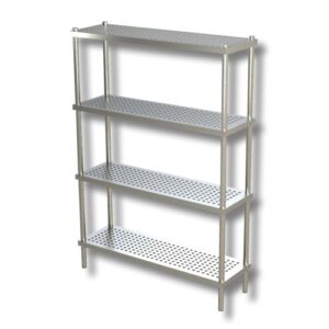 SCAFFALE 200X50X180 SCAFFALATURA 4 RIPIANI FORATI ACCIAIO INOX CUCINA RISTORANTE PIZZERIA RS8034