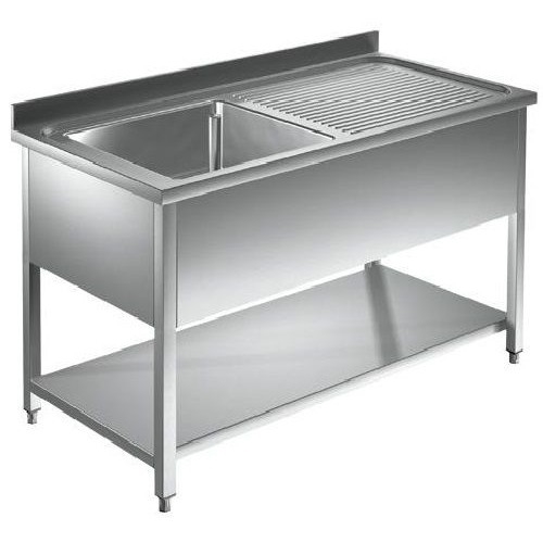 LAVELLO 140X70X85 ACCIAIO INOX 430 SU GAMBE RIPIANO CUCINA RISTORANTE RS4736
