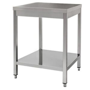 TAVOLO 70X70X85 ACCIAIO INOX 430 SU GAMBE RIPIANO CUCINA RISTORANTE RS3835